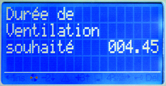 ecran de ventiperformer duree de ventilation céréales