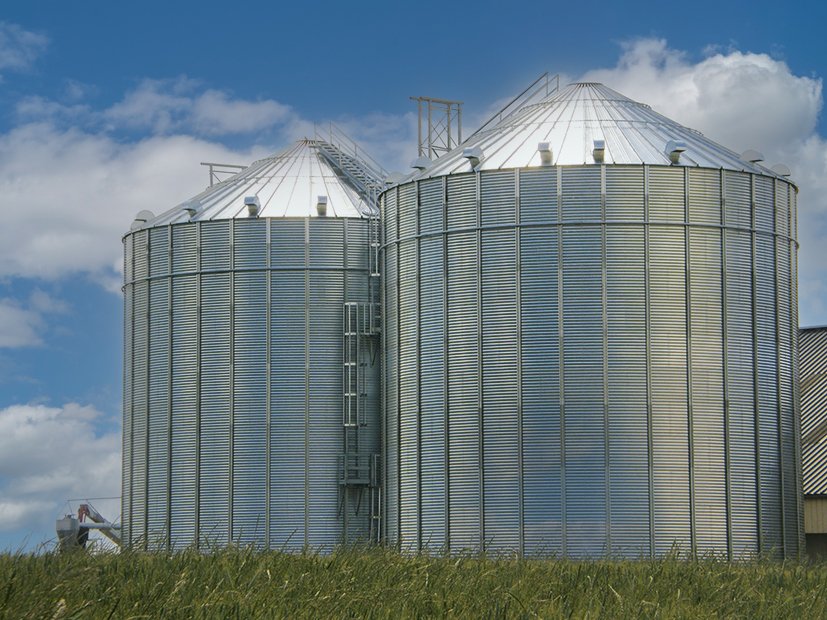 deux gros silos fond plat pour céréales