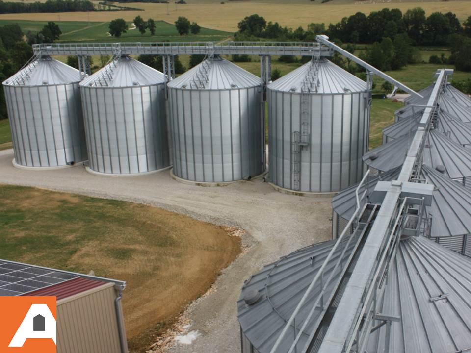 deux rangées de silos a grains perpendiculaires agriconsult