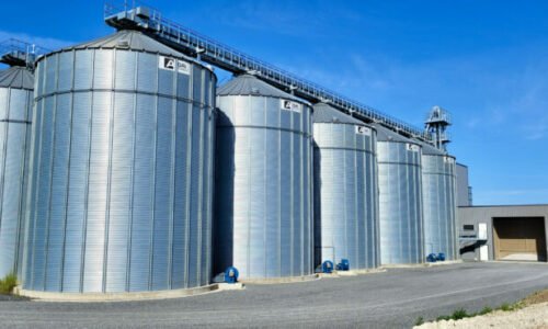 Installation-complète-stockage-nettoyage-manutention-renforcée-deux-trémies-de-réception-camion-tracteur-agriconsult