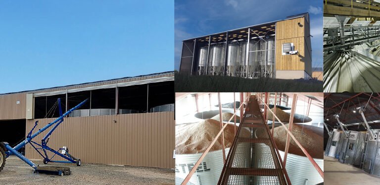 stockage intérieur en silo à grain conique ou fond plat