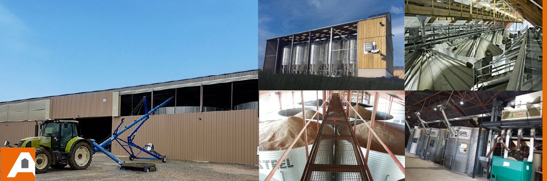 stockage intérieur en silo à grain conique ou fond plat