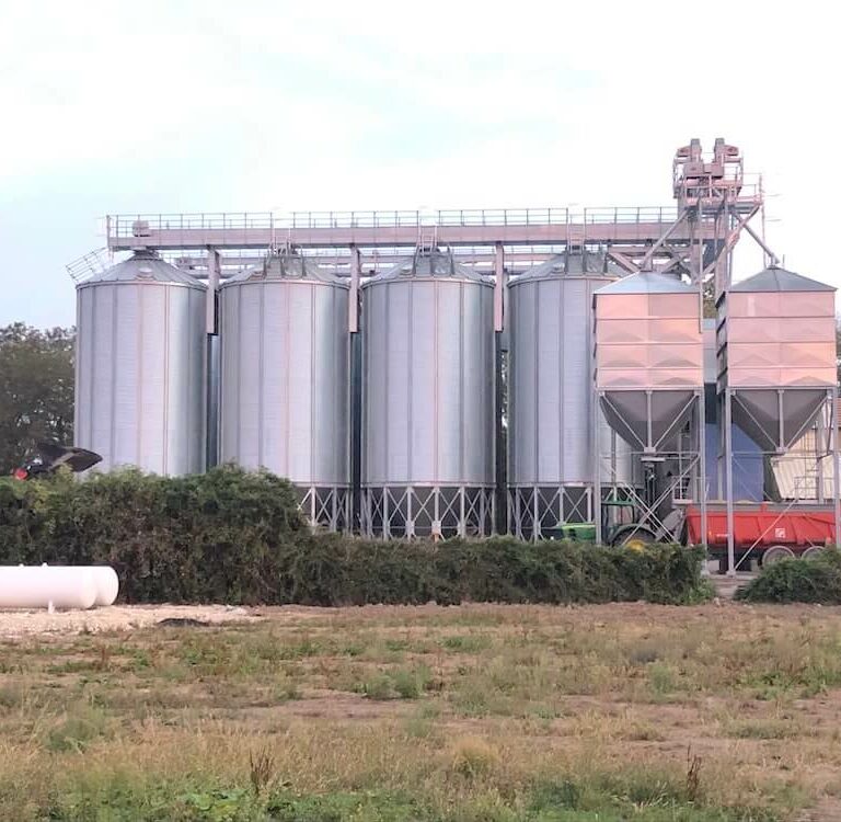 installation complete Agriconsult silos de stockage séchoir nettoyeur calibreur boisseaux